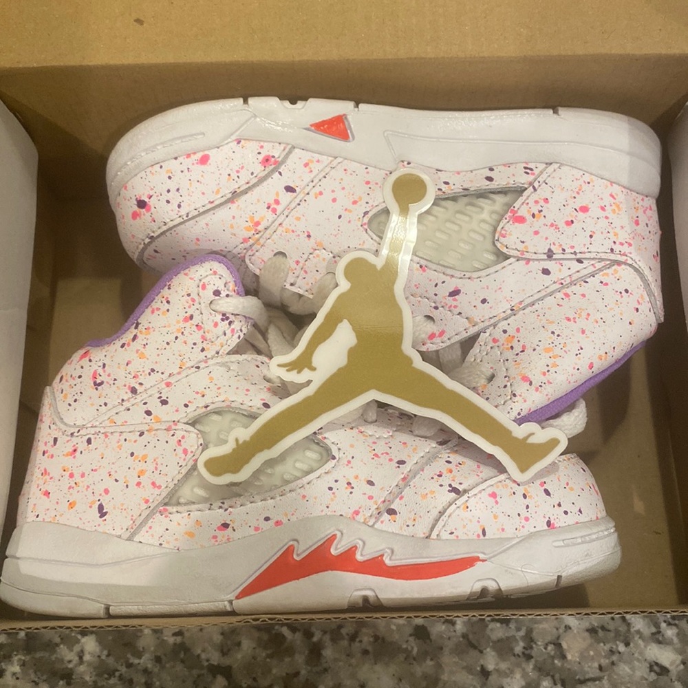 Size  7c Jordan 5 Retro White/Laser/Crimson in Mint Condition.